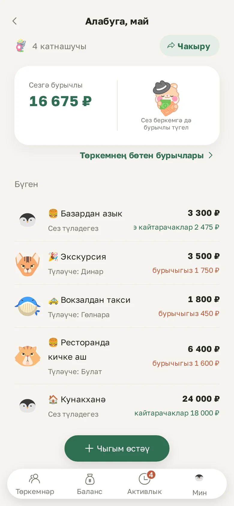 Төркем экраны: сезгә күпме бурычлылар һәм көннәр буенча чыгымнар